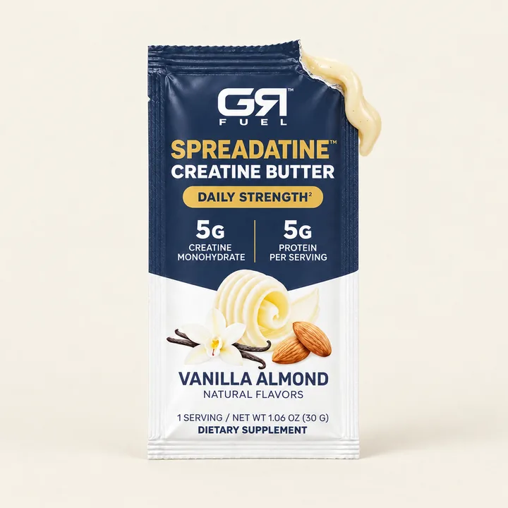 An open Spreadatine packet with a little almond butter at the corner